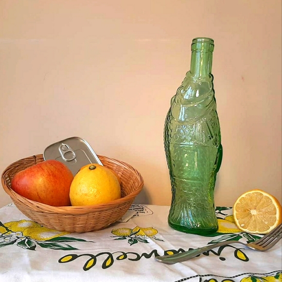 2/$15 BUNDLE DEAL •Green Vintage Glass Fish Bottle - Picture 2 of 5